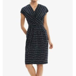 MM LaFleur Noel Dress Navy Blue Print Size 6